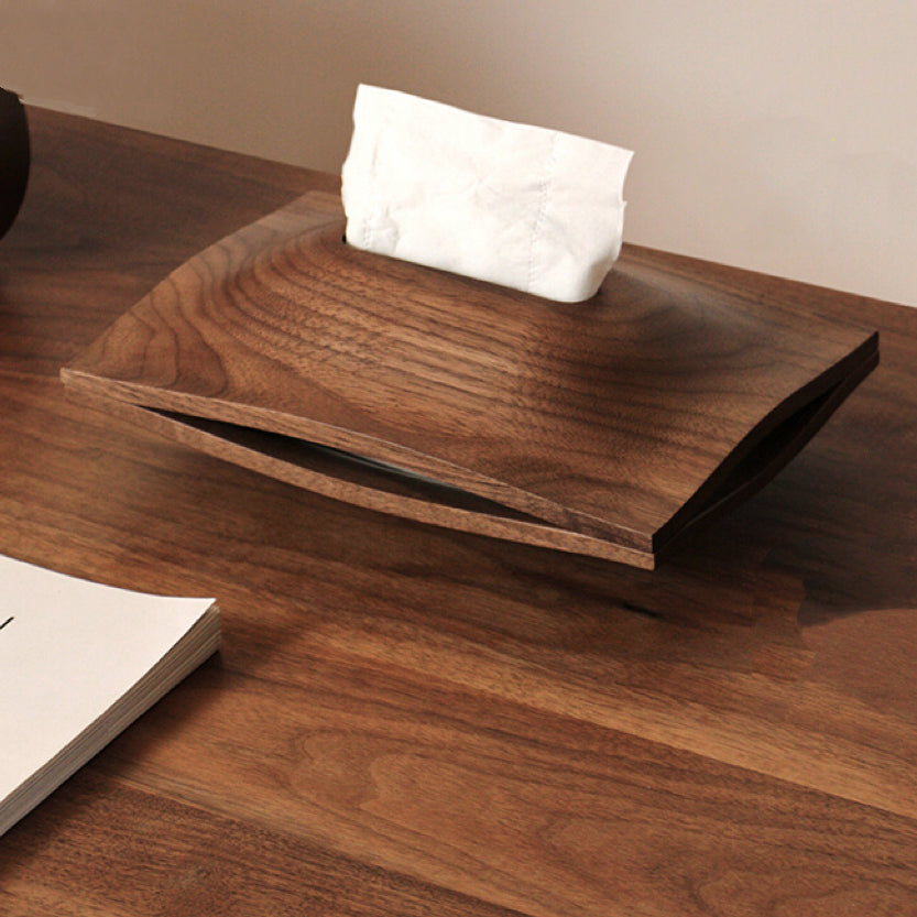 Solid walnut tissue holder for home and office decor