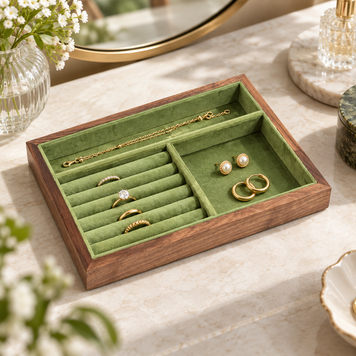 Lornea Solid Wood Jewelry Display Tray