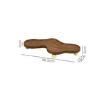 A small wooden tray or tray stand with rounded feet, shown on a white background with dimension lines and labels indicating 36.5 cm length, 19 cm width, 5 cm height, and 2 cm thickness.
