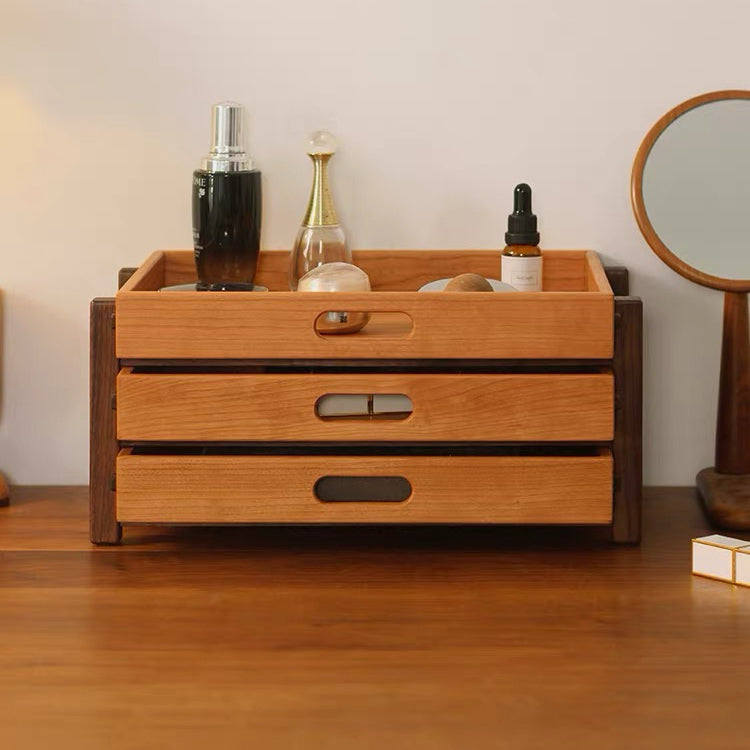 Solid wood drawer storage box for home and office organization