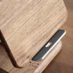 360 degree rotating walnut device stand for workspace setup