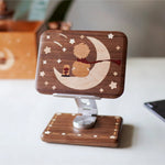Adjustable walnut desktop stand for smartphones and tablets