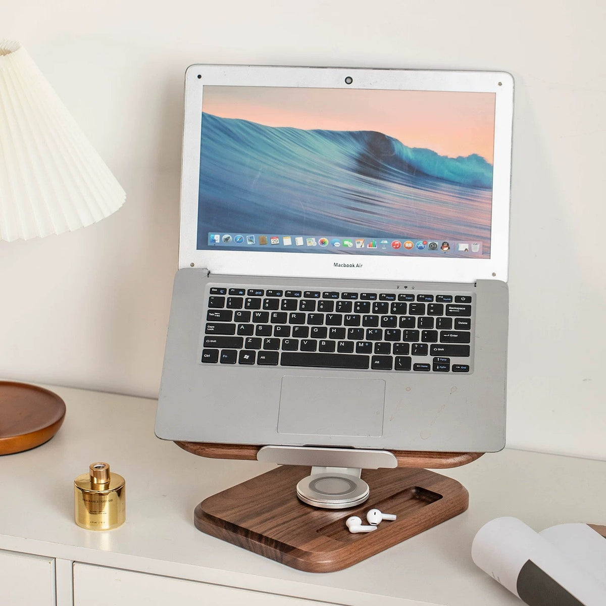Adjustable wooden reading stand for desk organization