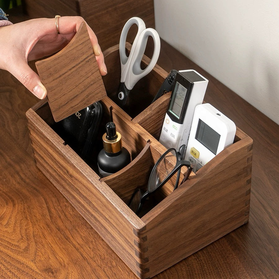All sorts wooden organizer box made from natural black walnut wood