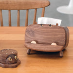 Animal shaped solid wood tissue box for tabletop decor