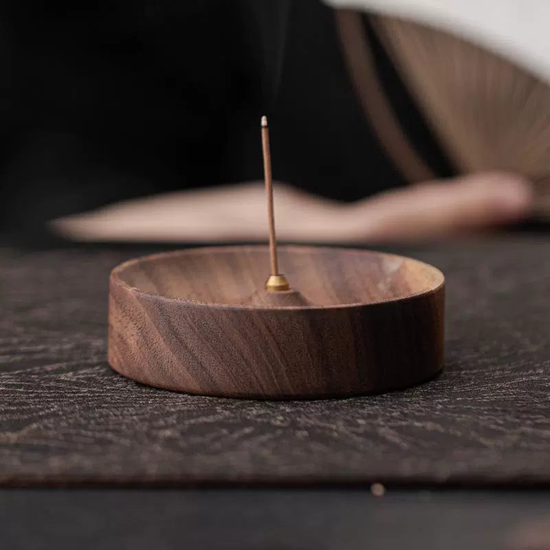 At ease wooden incense holder made from natural walnut wood