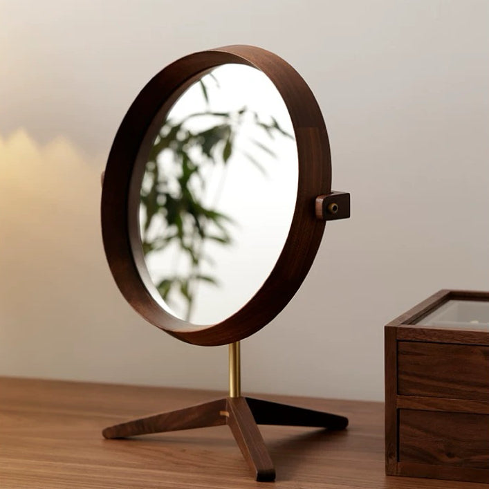 Beam wooden LED mirror made from natural walnut wood