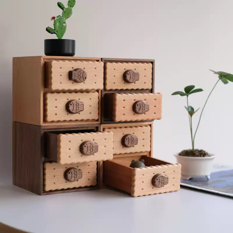 Biscuit Solid Wood Two-Layer Jewelry & Trinket Box