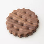 Biscuit wooden coaster set made from natural walnut wood