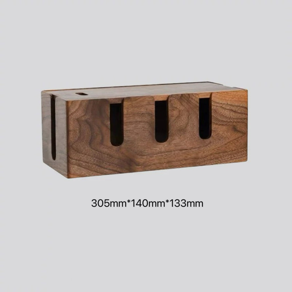 Natural black walnut cable organizer with smooth grain finish