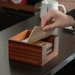 Solid black walnut tissue box with open top design