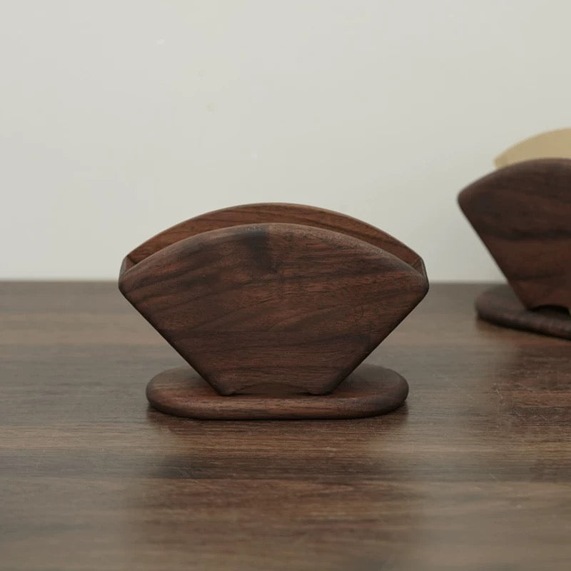 Brewer wooden coffee filter holder made from natural walnut wood