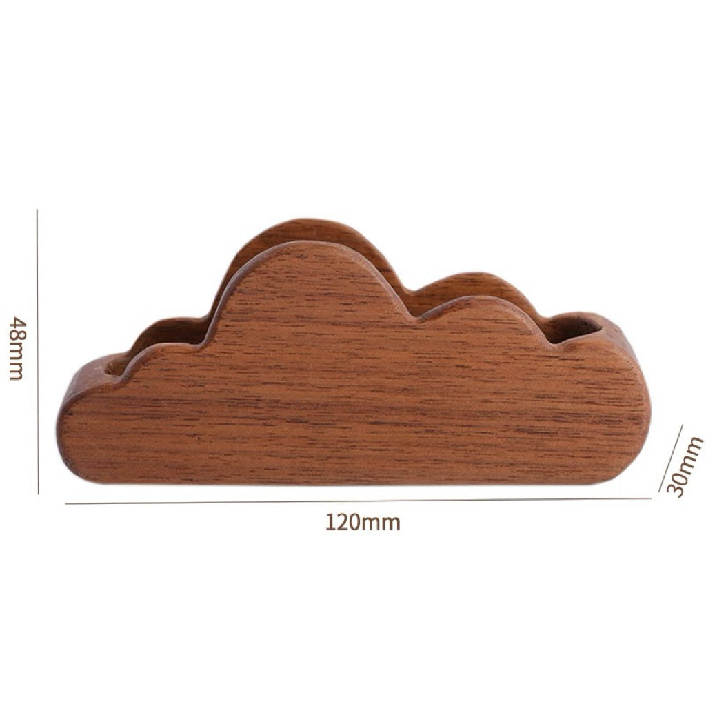 Solid wood business card stand with minimalist design