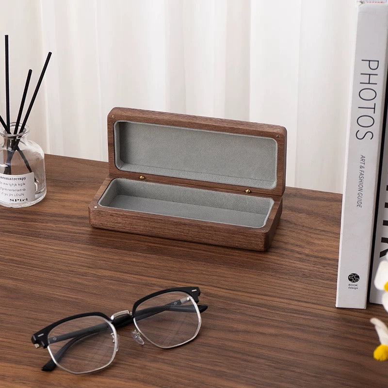 Carry Along Solid Walnut Glasses Case