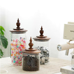 Castle Glass Canister with Solid Walnut Lid