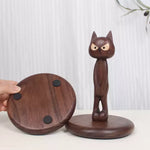 Cat inspired walnut tissue dispenser for living room and office
