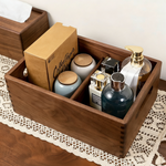 Catchall wooden organizer box made from natural walnut wood