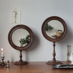 Classic Grace Solid Wood Tabletop Makeup Mirror