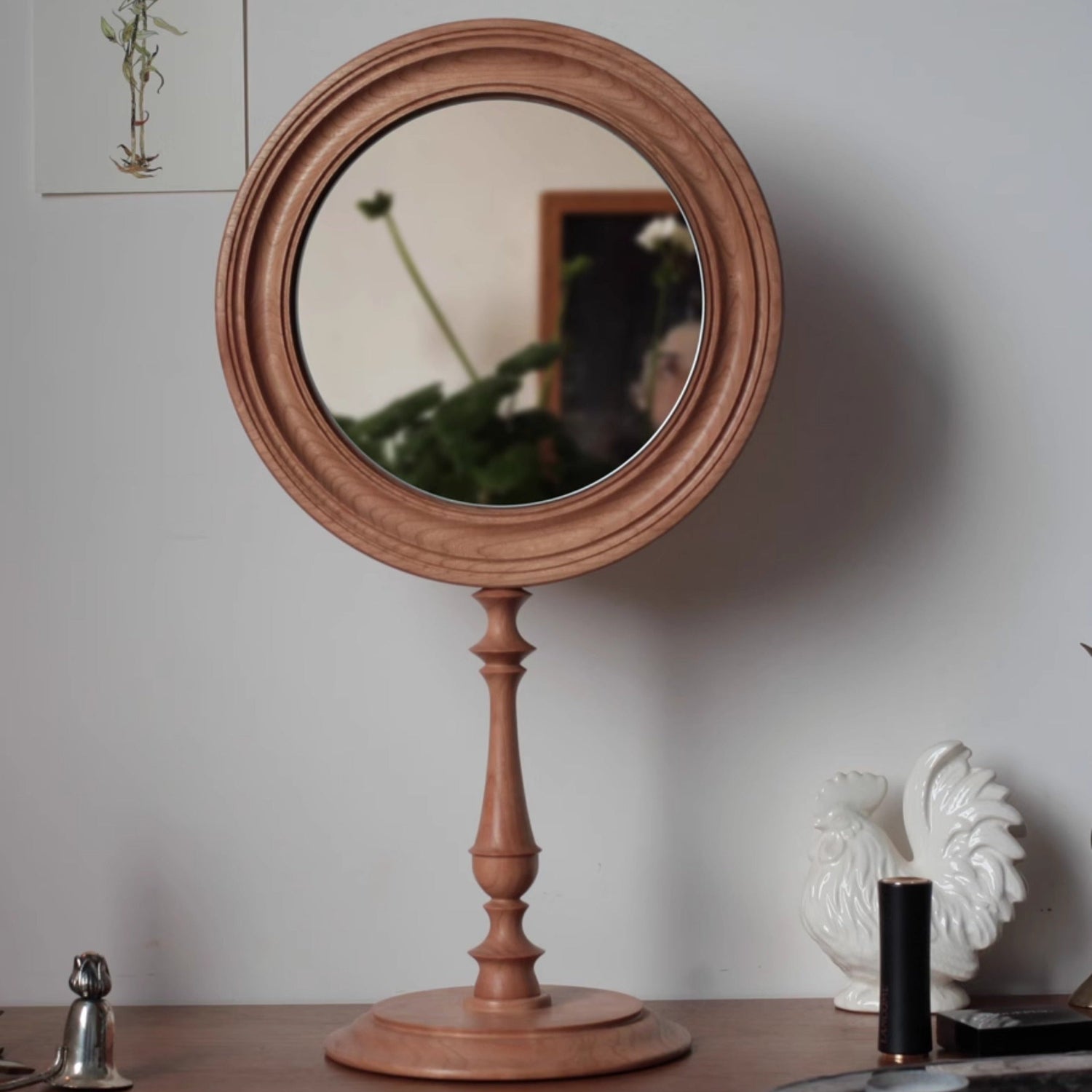 Classic grace wooden vanity mirror made from natural solid wood