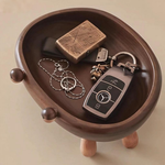 Crab shaped walnut catchall tray for home and desk decor