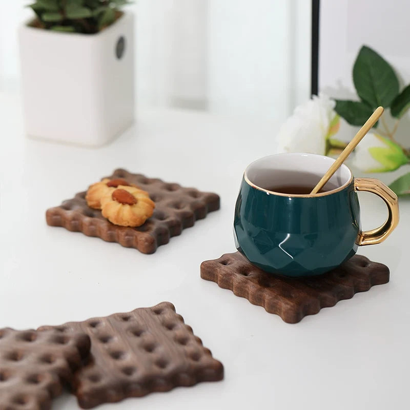 Solid walnut coaster set with minimalist design