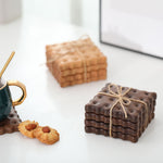 Crispy wooden coaster set made from natural walnut wood