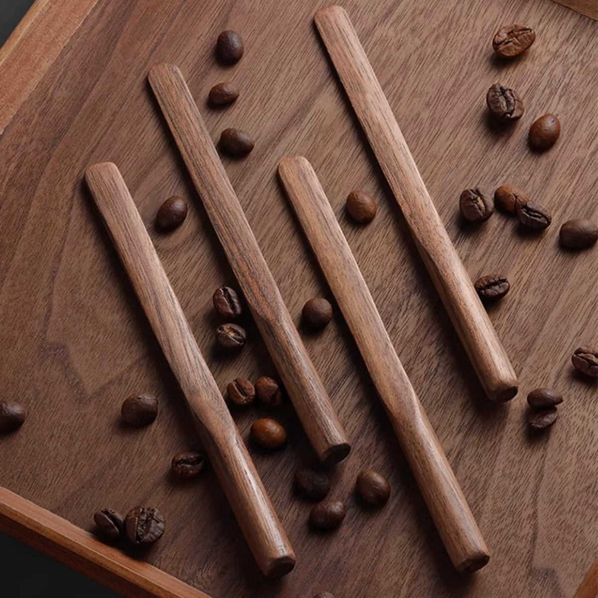 Daily mix wooden coffee stirrers made from natural walnut wood