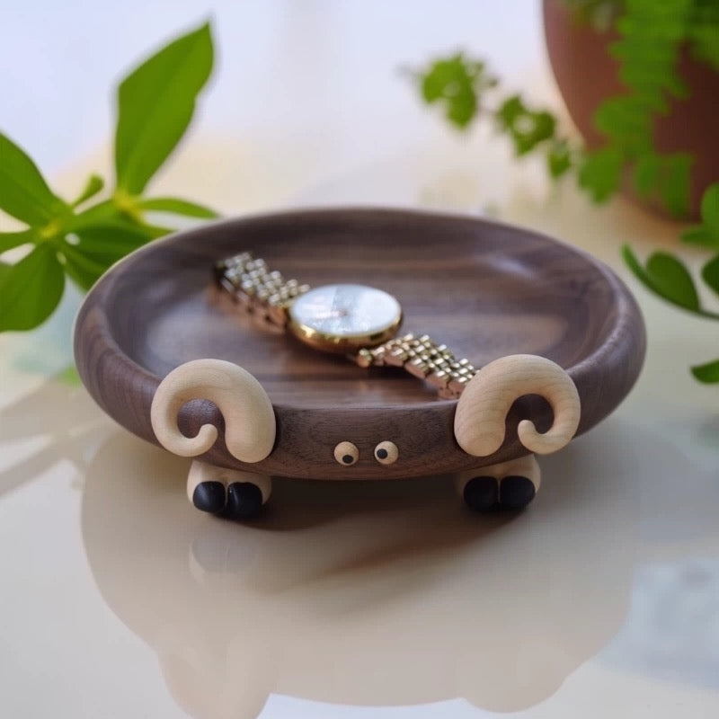 Darling lamb wooden tray made from natural walnut wood