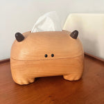 Minimalist wooden tissue dispenser for home and office decor