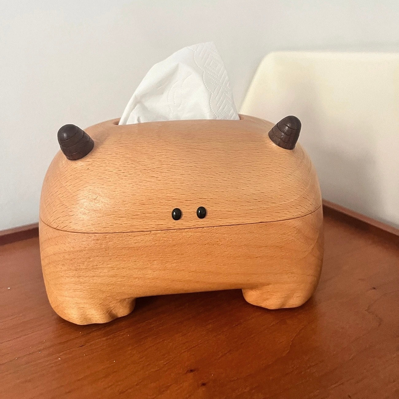 Minimalist wooden tissue dispenser for home and office decor