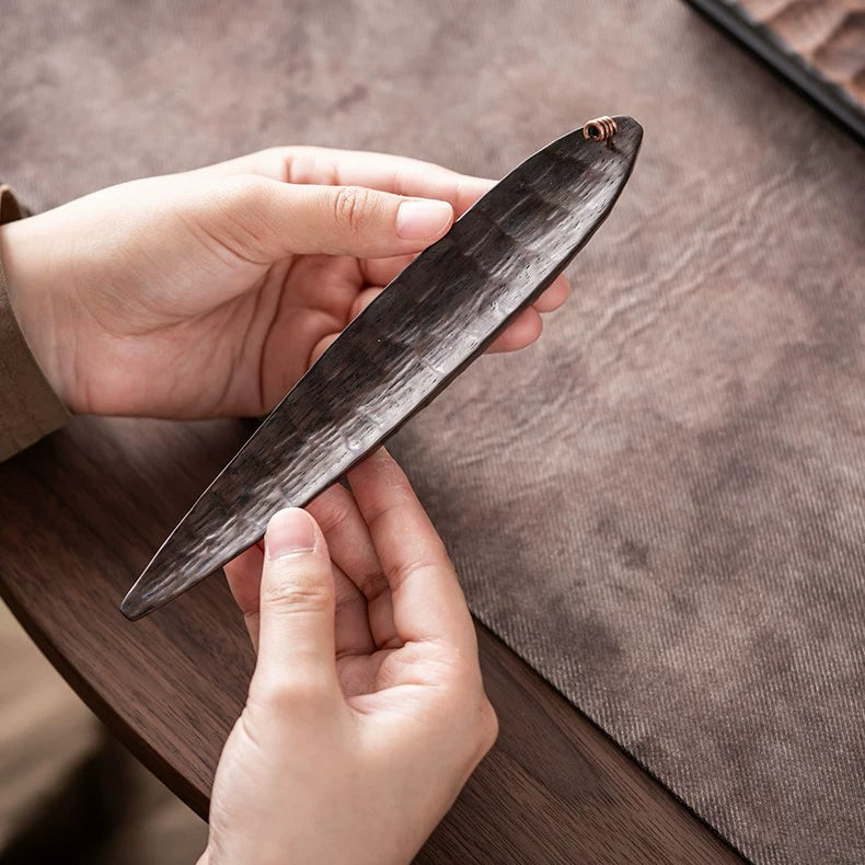 Decorative wooden incense tray with natural texture