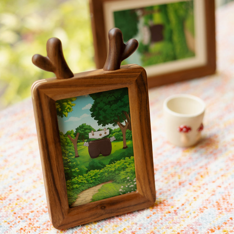 Deer Horn Solid Wood Photo Frame