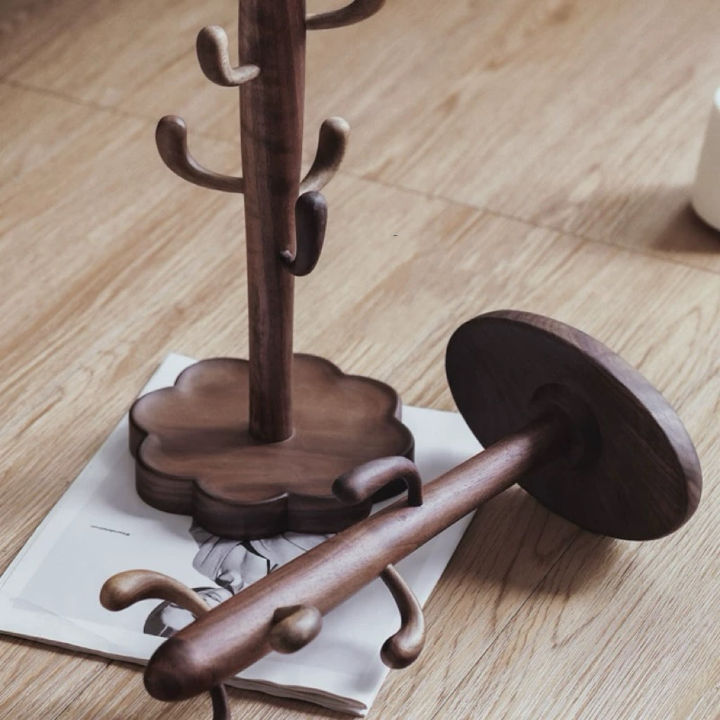 Desert tree wooden cup holder made from natural walnut wood