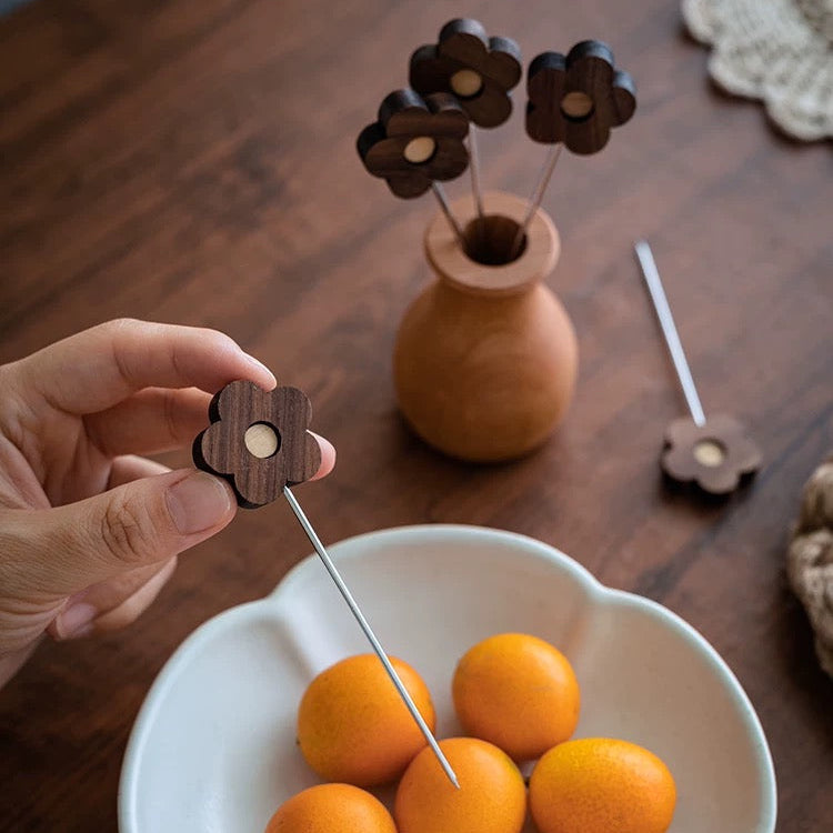 Elegant solid walnut picks for fruit and party use