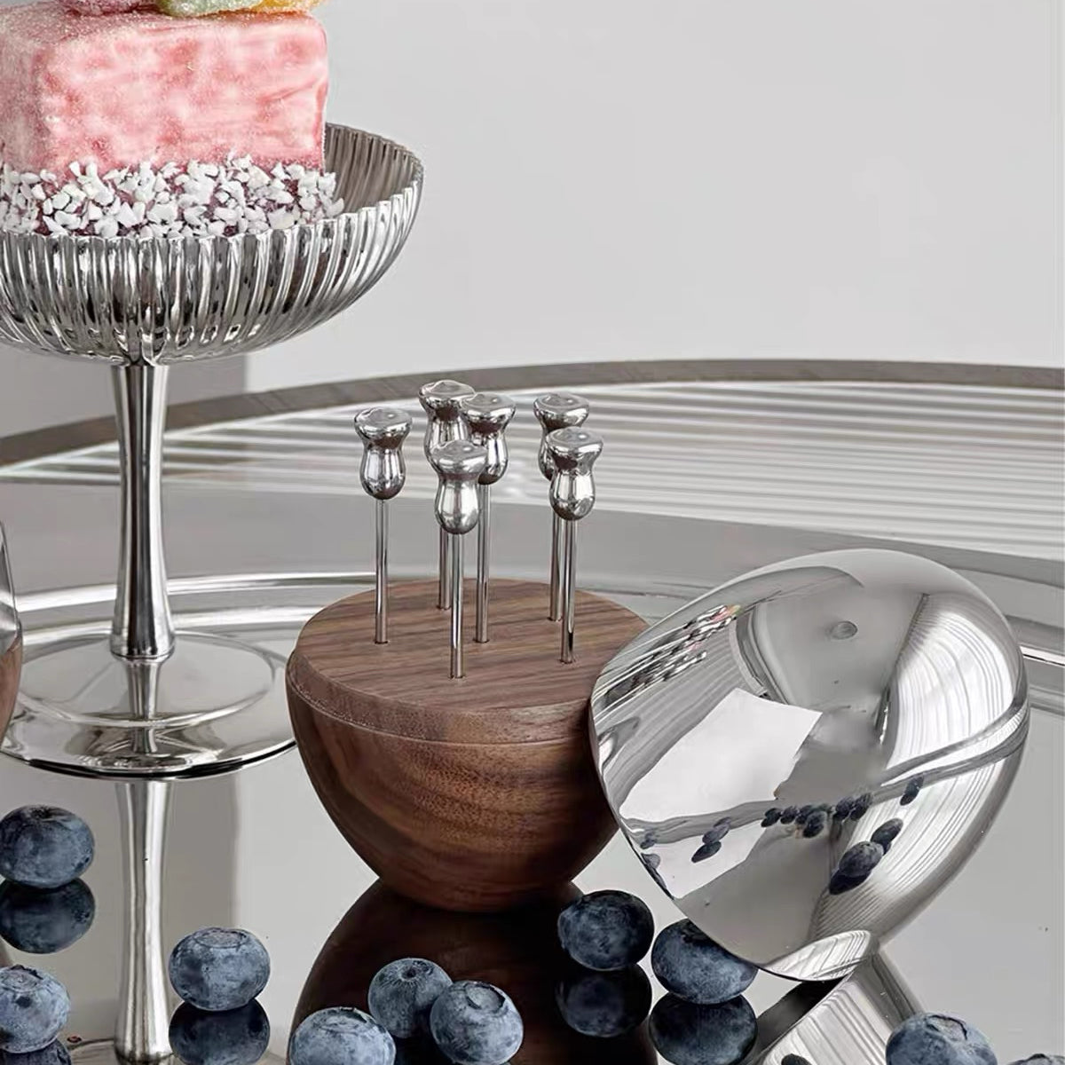 Elegant solid wood fruit picks with stainless steel tips