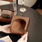 Elegant walnut tissue organizer with natural texture