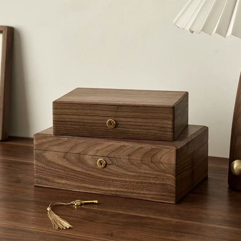Essentials wooden storage box made from natural walnut wood