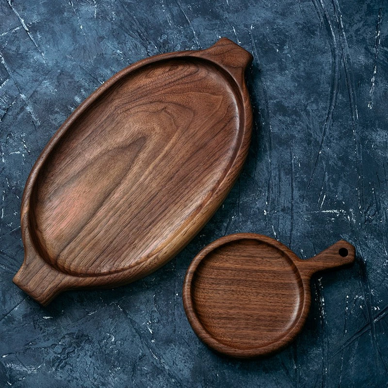 Everyday wooden serving board made from natural walnut wood