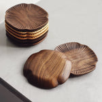 Fortune Leaf Solid Walnut Coaster Set (Set of 4)