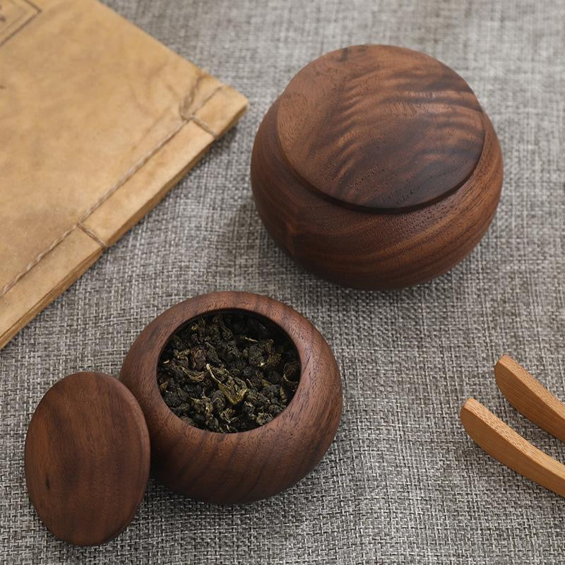 Fresh Leaf Solid Walnut Tea Canister