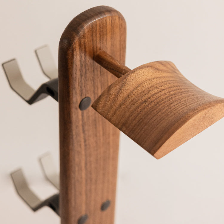 Game tree wooden headset stand made from natural walnut wood