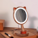 Glow Kitten Solid Walnut LED Makeup Mirror
