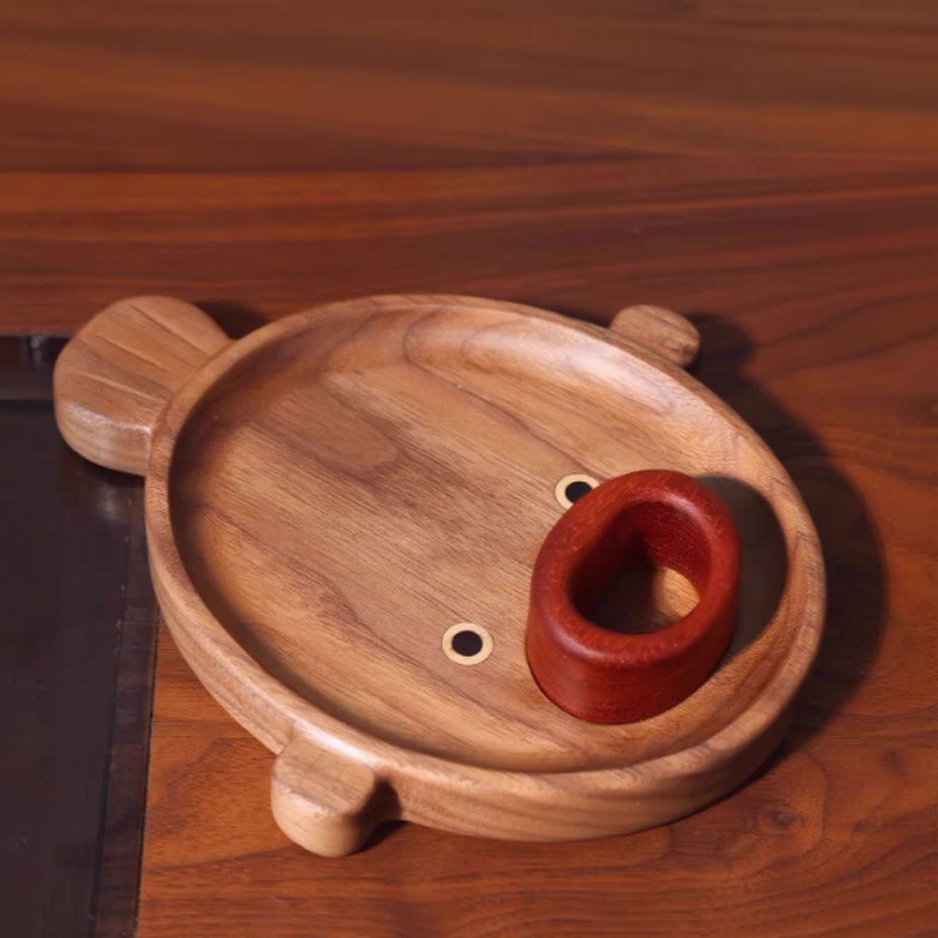 Glow kitten wooden makeup mirror made from natural walnut wood