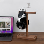 Solid walnut headphone stand with minimalist design