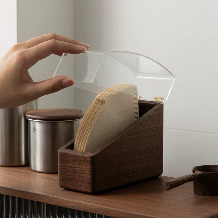 Keeper wooden coffee filter holder made from natural walnut wood