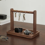Key Station Solid Walnut Key Holder Stand with Tray