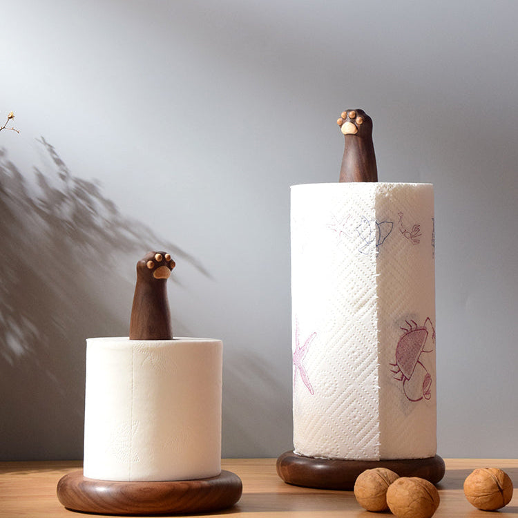 Kitty Claw Solid Walnut Tissue Holder