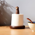 Kitty claw wooden tissue holder made from natural walnut wood