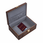 Lined wooden storage box made from natural walnut wood