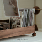Lineup wooden record holder made from natural walnut wood